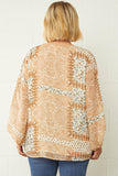 Mixed Print Bubble Sleeve Blouse