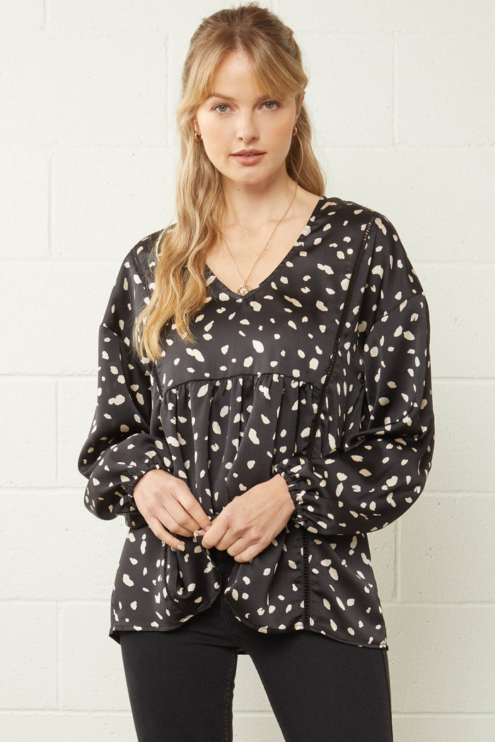 entro leopard & babydoll blouse