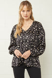 entro leopard & babydoll blouse