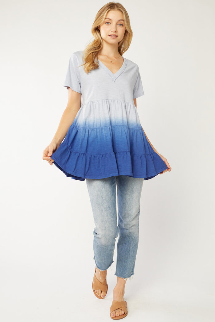 entro usa ombre tiered V-neck top