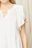 Flutter Sleeve Eyelet Top, White