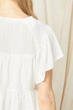 Flutter Sleeve Eyelet Top, White