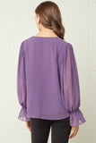 Textured V-Neck Top, Plum