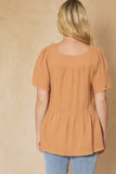 Geometric Design Peplum Top, Butter Rum