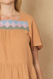 Geometric Design Peplum Top, Butter Rum