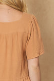 Geometric Design Peplum Top, Butter Rum