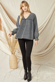 Entro ruffled v-neck denim top
