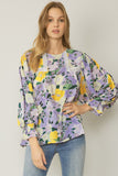 entro USA Floral Crochet Trim Blouse