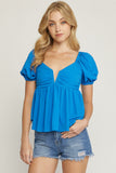 ENTRO USA Bubble Sleeve Babydoll top