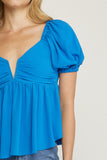 Bubble Sleeve Babydoll Top, Royal
