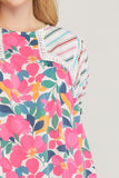 Mixed Print & Lace Blouse, Ivory