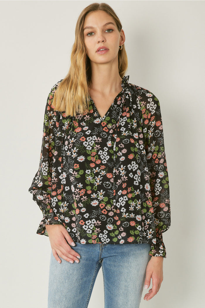 entro USA Floral & ruffle blouse