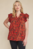 entro floral ruffle sleeve top