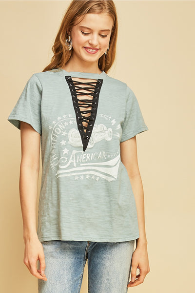 Lace up discount boyfriend tee