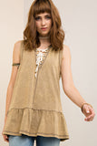 Washed Hooded Top, Olive