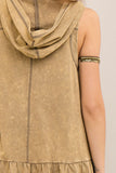 Washed Hooded Top, Olive