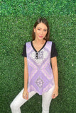 Lavender BANDANA PRINT TOP