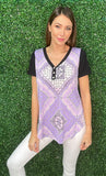 Lavender BANDANA PRINT TOP