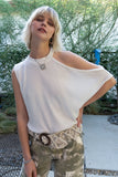 One Shoulder Ribbed Top, Ivory