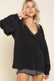 Pol Stud Detail Balloon Sleeve Top