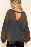 Stud Detail Balloon Sleeve Top, Charcoal