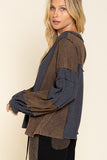 Stud Detail Balloon Sleeve Top, Charcoal