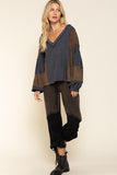 Stud Detail Balloon Sleeve Top, Charcoal