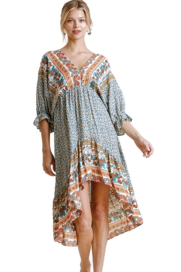 umgee usa Mixed Print Midi Dress