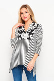 Honeyme Floral & striped Gabby Top