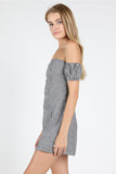 Off the Shoulder Gingham Dress, Black