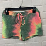 Tie Dye Knit Shorts, Green Fuchsia