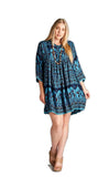 India Print Dress, Blue