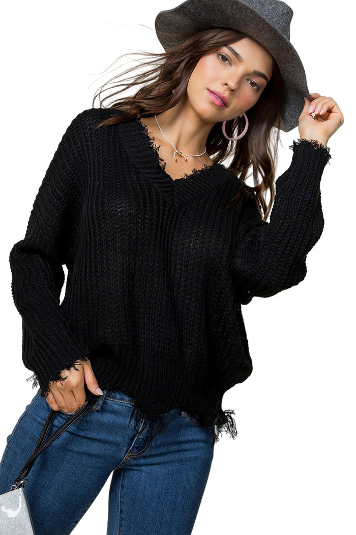 frayed zig zag sweater