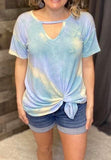 Out of the Blue Tie Dye Keyhole Top