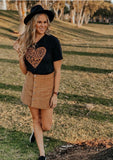 Leopard Heart Graphic Tee Shirt