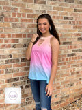 Ombre Keyhole Tank Top, Rainbow