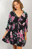 White Birch Floral Poet Sleeve Dress