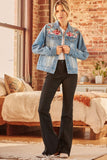 ANDREE BY UNIT / SAVANNA Floral Embroidered Denim Jacket