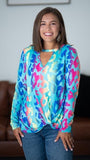 animal print keyhole top