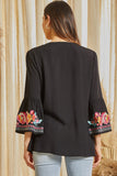 South Beach Embroidered Top, Black