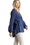 Puff Sleeve Babydoll Top, Blue