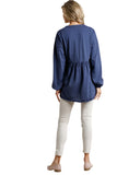 Puff Sleeve Babydoll Top, Blue