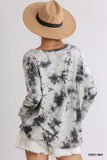 Tie Dye Ribbed Top,  Grey