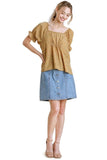 umgee usa Floral Square Neck Babydoll Top