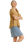 Square Neck Floral Babydoll Top, Honey
