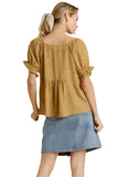 Square Neck Floral Babydoll Top, Honey