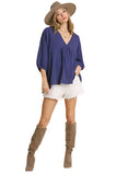 V-Neck Babydoll Top, Denim
