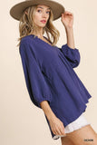 V-Neck Babydoll Top, Denim