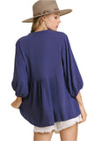 V-Neck Babydoll Top, Denim