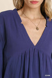 V-Neck Babydoll Top, Denim